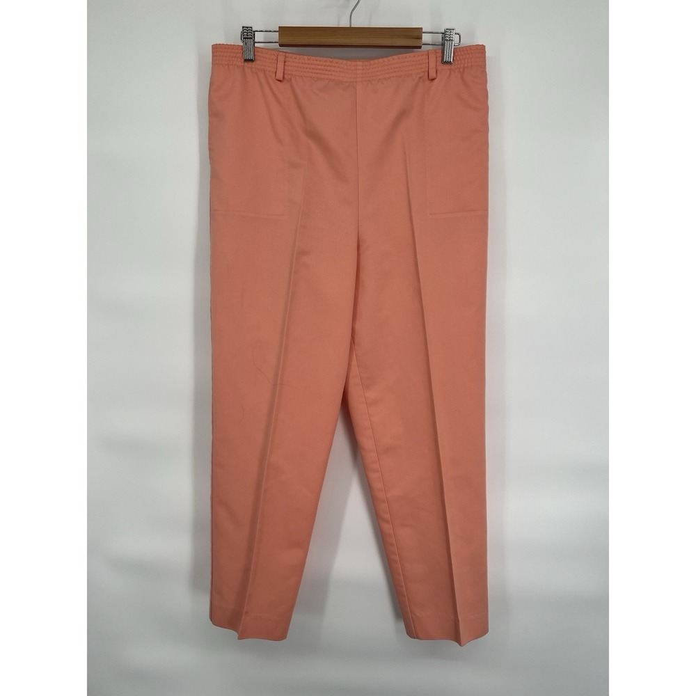 Tan Joy Women Sz‎ 14 Elastic Waist Pull On Pants Peach Pink Vintage